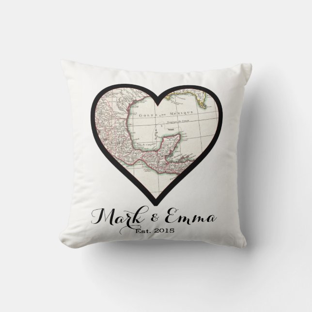 Custom Mexico honeymoon wedding gift couple names Throw Pillow (Front)