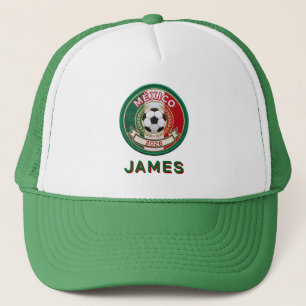 Custom Mexico Soccer Fans Crest Personalized Name Trucker Hat