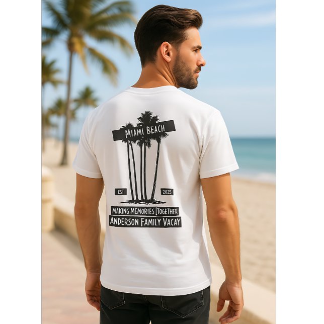 Custom Miami Beach Family Vacation Palm Tree T-Shirt (Creator Uploaded)
