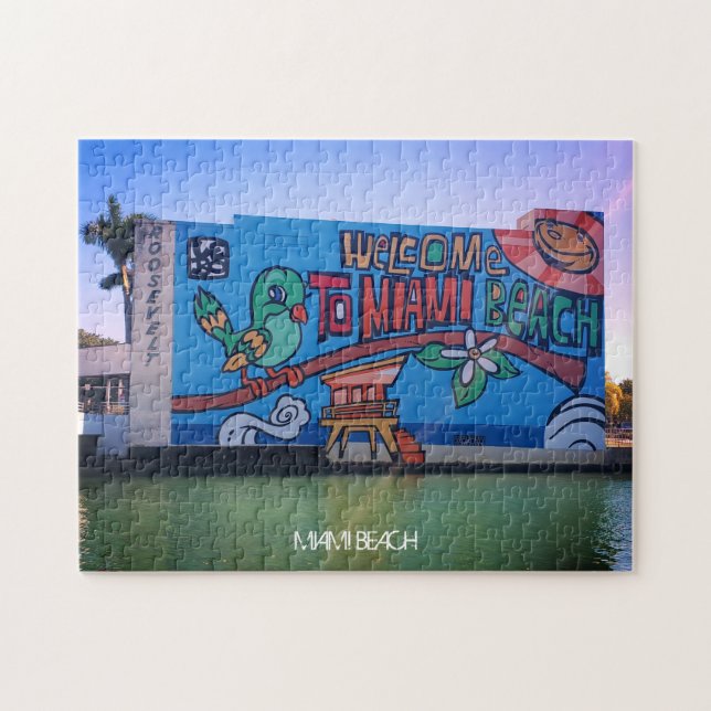 Custom Miami Beach Florida Welcome - Adults Jigsaw Puzzle (Horizontal)