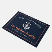 Custom Miami Coral Blue Nautical Welcome Aboard