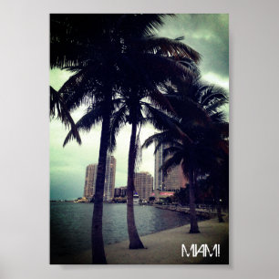 Custom Miami Florida Downtown and Harbor Travel Poster
