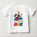 Custom Mickey and Friends 1st Birthday Boy Baby T-Shirt<br><div class="desc">This cute 1st Birthday graphic features Mickey Mouse,  Donald and Goofy.</div>