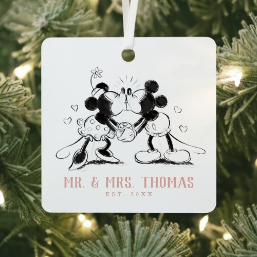 Custom Mickey  Minnie  Kissing _ Wedding Metal Ornament
