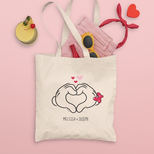 Custom Mickey  Minnie Making Heart Sign Tote Bag