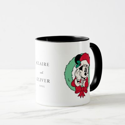 Custom Mickey &amp; Minnie Mouse Holiday Wreath Mug