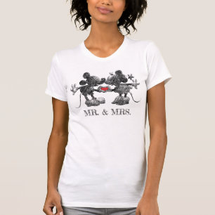 Custom Mickey & Minnie Sketch - Just Married T-Shirt