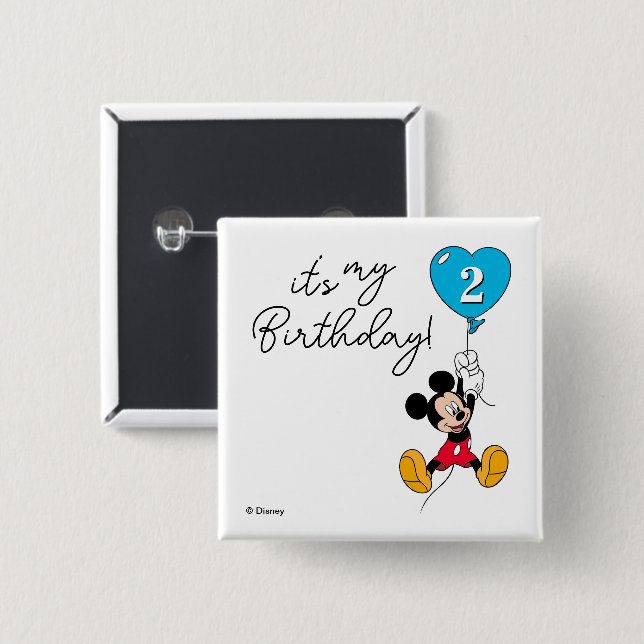 Custom Mickey Mouse Birthday Boy Button (Front & Back)