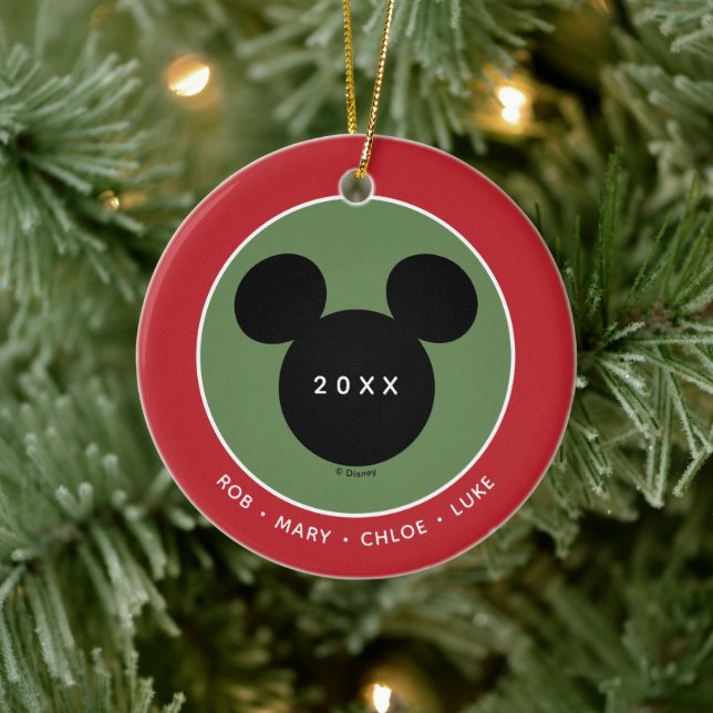 Custom Mickey Mouse Holiday Family Ceramic Ornament (Tree)
