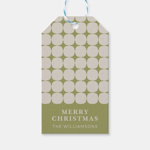 Custom Mid Century Modern Sage Green Christmas Gift Tags