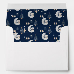 Custom Midnight Christmas Navy, Silver & Gold Envelope