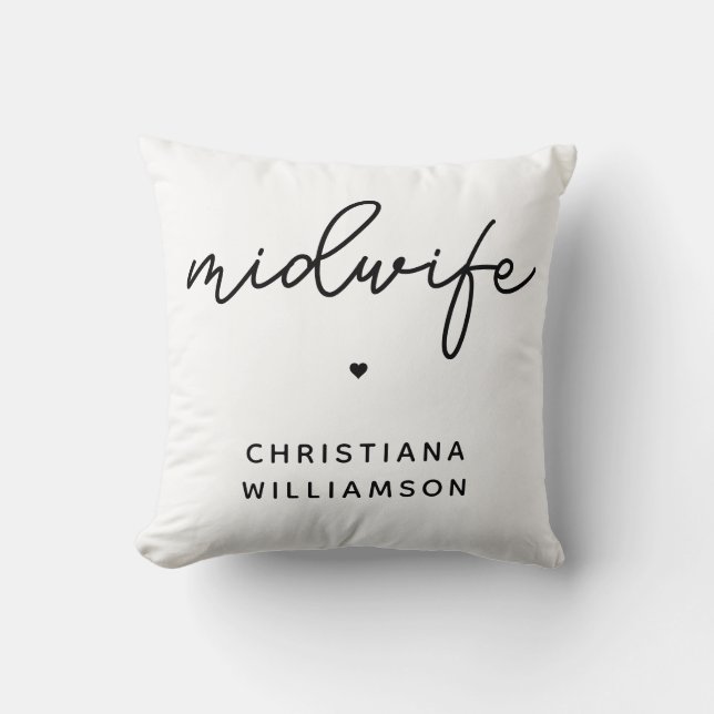 Custom Midwife Appreciation Midwifery Gift Throw Pillow (Front)