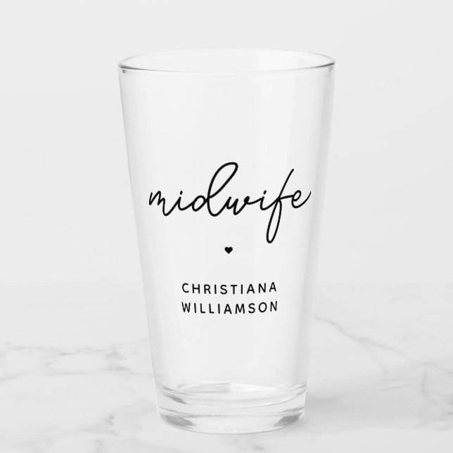 Custom Midwife Appreciation Midwifery Gifts Glass (Front)