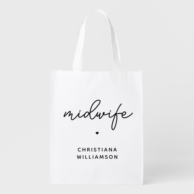 Custom Midwife Appreciation Midwifery Gifts Grocery Bag (Front)