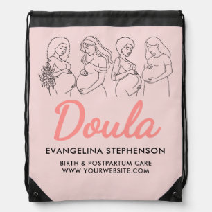 Custom Midwife Blush Pink Birth Postpartum Doula Drawstring Bag