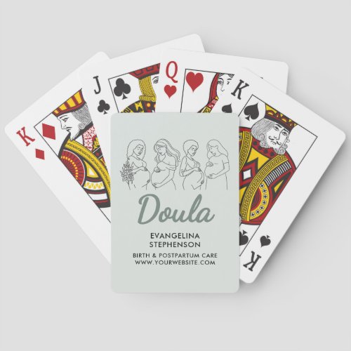 Custom Midwife Sage Green Birth Postpartum Doula Poker Cards
