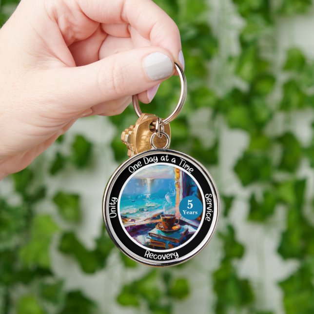 Custom Milestone in Recovery Gift - Ocean Vibes Keychain (Hand)