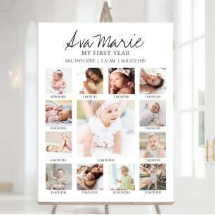 Custom Milestone photo 1st Birthday Timeline Foam Foam Board