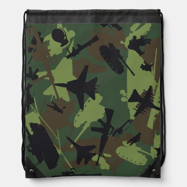 Custom Military Camouflage Pattern Drawstring Bag (Front)