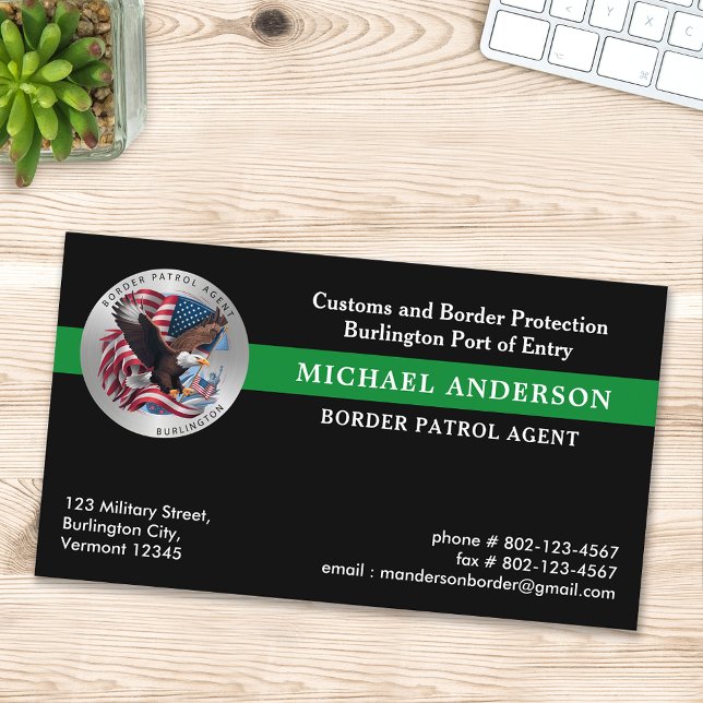 Custom Military Federal Police Border Patrol Logo Business Card (Creator Uploaded)
