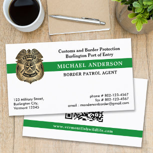Custom Military Police Federal US Border QR Code Business Card