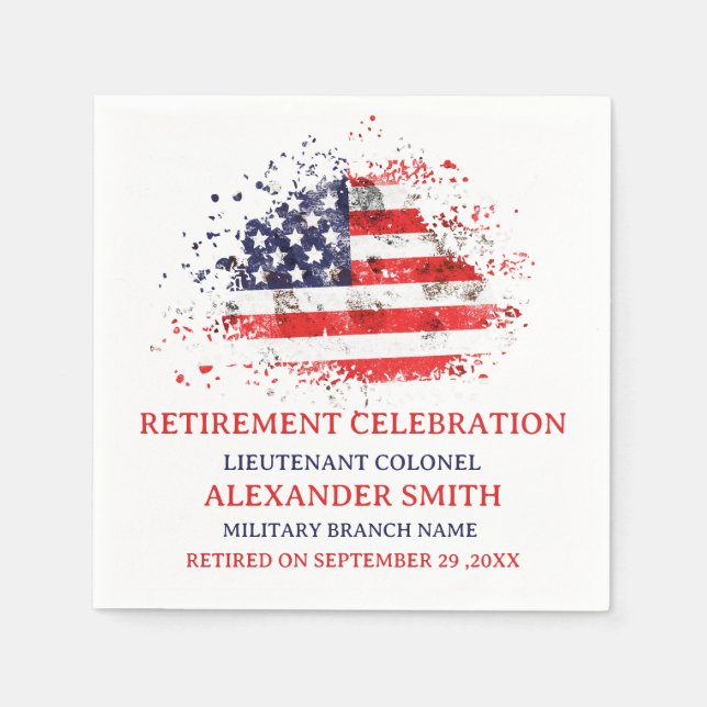 Custom Military Retirement Party Napkins (Front)