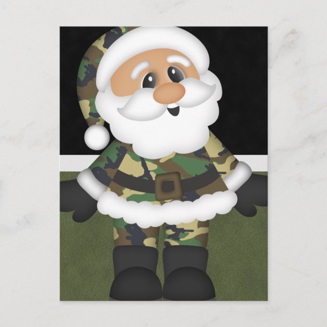 Custom Military Soldier Christmas Santa Holiday Postcard (Front)