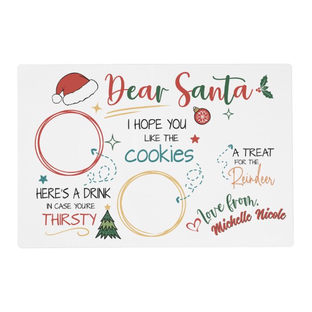 Custom Milk and Cookies Placemat for Santa (Front)