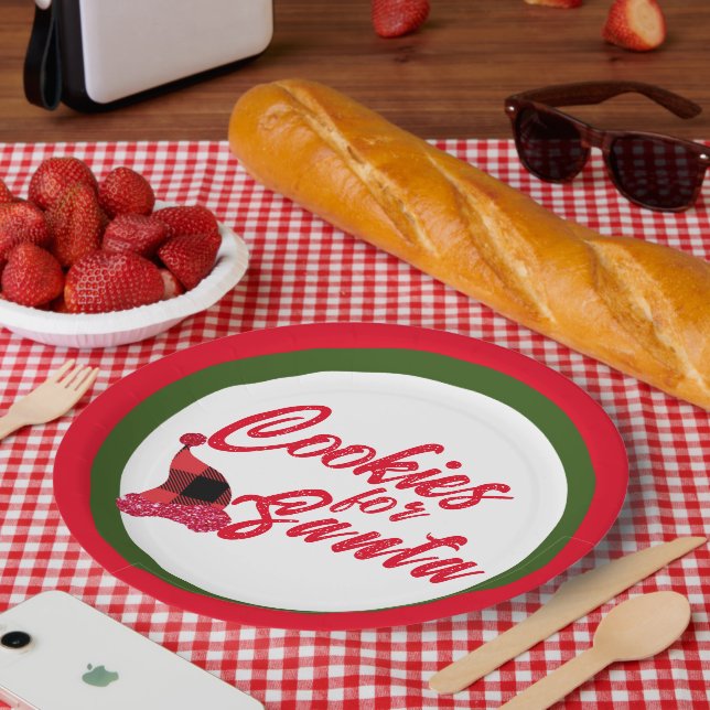 Custom Milk & Cookies Santa Plates | Christmas (Picnic)