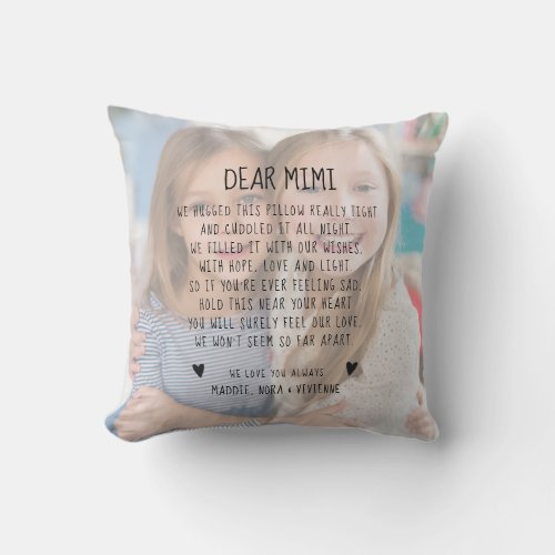 Custom Mimi Message Photo Chic Modern Mothers Day Throw Pillow