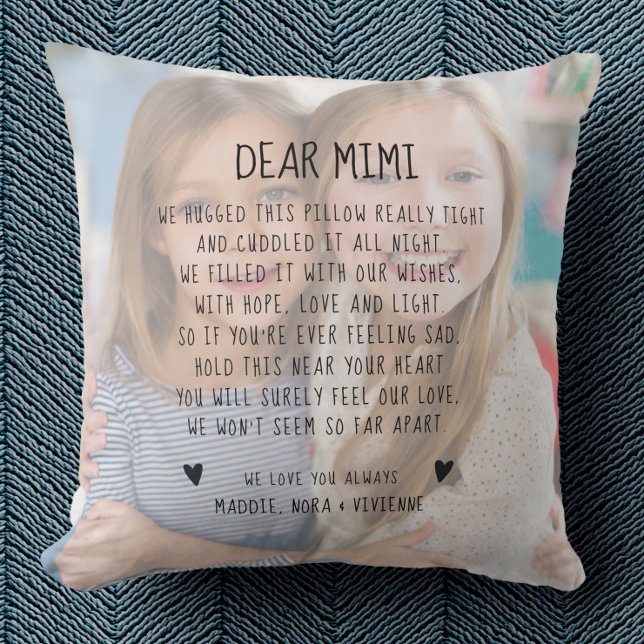 Custom Mimi Message Photo Chic Modern Mother's Day Throw Pillow (Creator Uploaded)