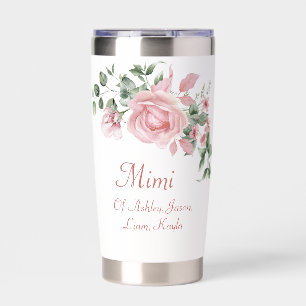 Custom Mimi Pink Roses Floral Personalized  Insulated Tumbler