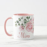 Custom Mimi Pink Roses Floral Personalized  Mug<br><div class="desc">Perfect gift for Mimi's with a beautiful pastel pink roses design on front and back.

Customize one side with 'Mimi' or another mom-type title,  and the other side with 4-5 kids names.</div>