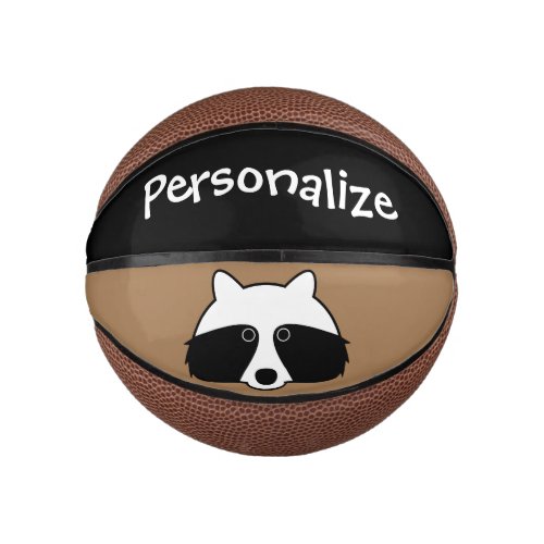 Custom mini basketball with small raccoon logo