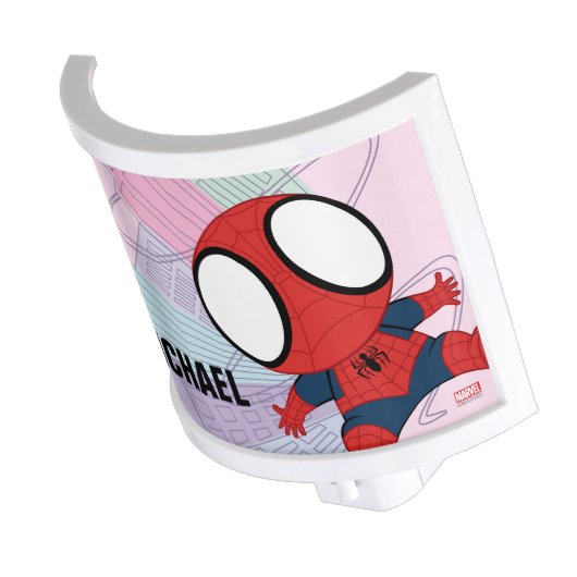 Custom Mini Spider-Man & City Graphic Night Light (Angled)