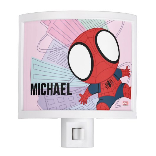 Custom Mini Spider-Man & City Graphic Night Light (Front)