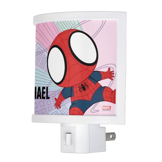 Custom Mini Spider-Man & City Graphic Night Light (Left)
