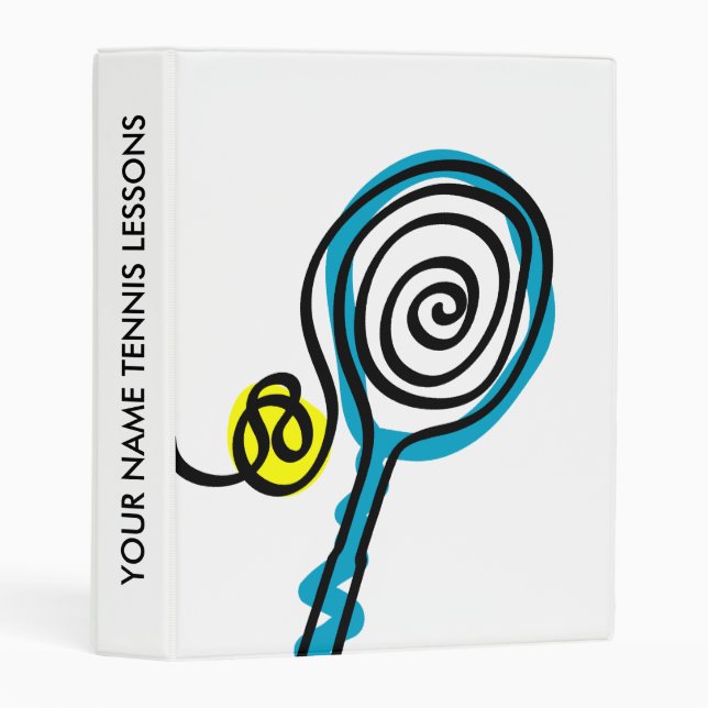 Custom mini sports binder with tennis racket print (Front/Spine)
