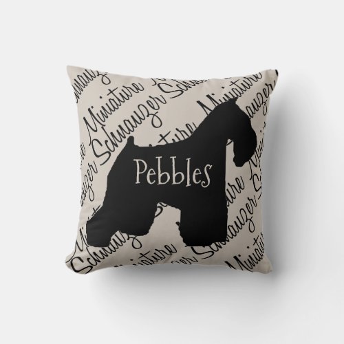 Custom Miniature Schnauzer Dog Silhouette Throw Pillow