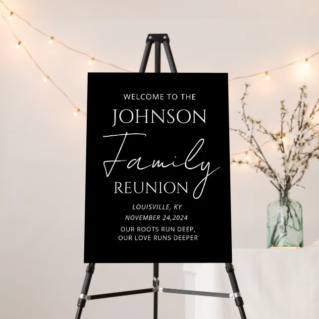 custom minimal black family reunion welcome sign | Zazzle