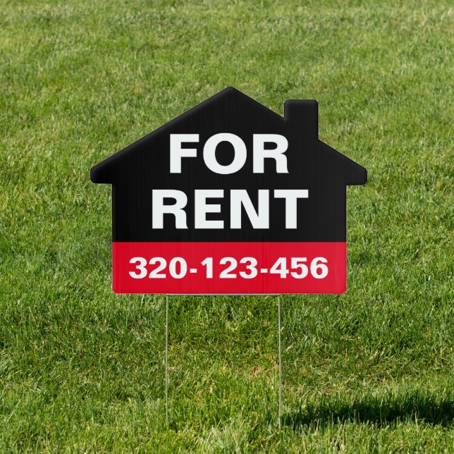 Custom Minimal Black Red For Rent Yard Signage (Insitu)