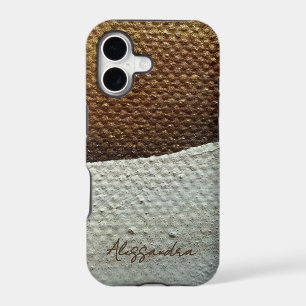 Custom Minimal Brass White Impasto Canvas Texture  iPhone 17 Case