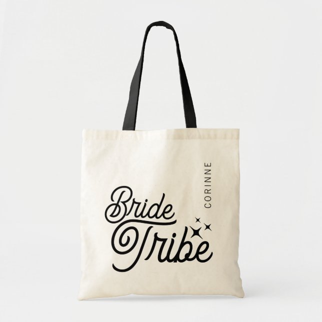 Custom Minimal Bride Tribe Bachelorette Tote Bag (Front)
