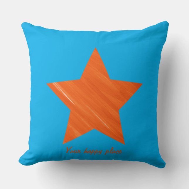 Custom Minimal Cool Aesthetic Orange Star   Throw Pillow (Front)
