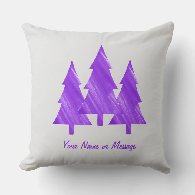Custom Minimal Cool Aesthetic Purple Trees Throw Pillow (Front)