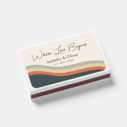 Custom Minimal Earthy Wedding Favor Matchbox Matchboxes