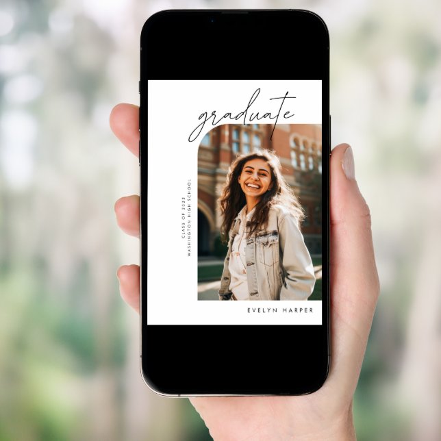 Custom Minimal Elegant Graduation Party Photo Invitation (Front Digital)