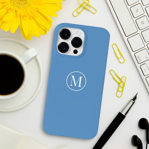 Custom Minimal Elegant Monogram Light Pastel Blue Case_Mate iPhone 14 Pro Max Case