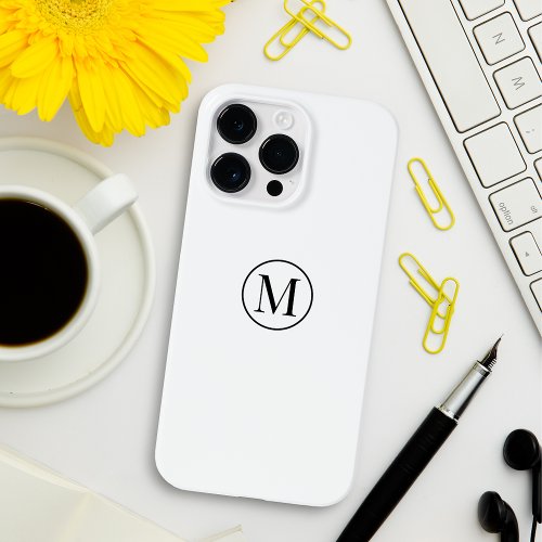 Custom Minimal Elegant Monogram Round Ring White Case_Mate iPhone 14 Pro Max Case