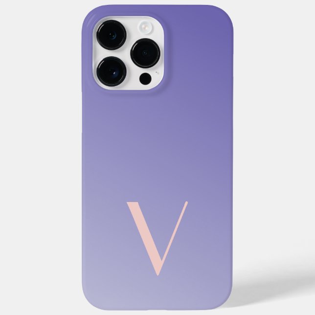 Custom Minimal Gradient Lavender Modern Monogram Case-Mate iPhone Case (Back)